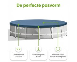 Intex Rond Prism Frame Zwembad - 457 x 122 cm - Grijs - Inclusief Pomp - Ladder - Grondzeil - Afdekzeil - Onderhoudspakket - Verlichting - 9-delig