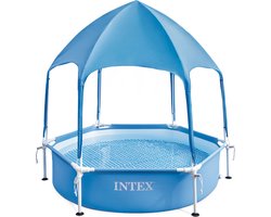 Intex Staal Rond Bovengronds Zwembad Met Overkapping 183cm Blauw 700 Liters