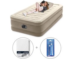 Intex Twin Ultra Plush Luchtbed met ingebouwde pomp | Eenpersoons | 191 x 99 x 46 cm | Inclusief reparatiekit + hoeslaken