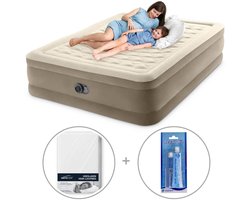 Intex Ultra Plush Luchtbed met ingebouwde pomp | Tweepersoons | 152 x 203 x 46 cm | Inclusief bijpassend hoeslaken + reparatiekit