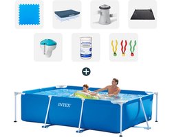 Intex zwembad - Complete set - 260x160x65 cm - Inclusief dobeno zwembadtegels - Afdekzeil - Filterpomp - Solarmat - Chloordrijver+thermometer - Chloortabletten - Duikspeelgoed
