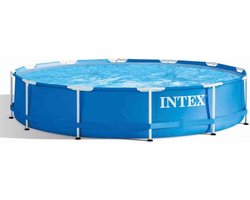 Intex Zwembad opzetzwembad rond opzet staand metalen frame niet opblaasbaar makkelijk tuin buitenzwembad 366x76cm