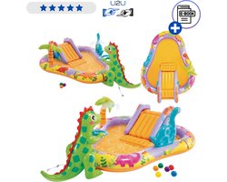 Intex – Zwembad - Zwembad Voor Kinderen - Kinderzwembad met Glijbaan en Watersproeier – Opblaasbare Speelplaats voor Buiten – Inclusief Accessoires – Zomer Waterpret voor Kinderen – Duurzaam PVC – Eenvoudig Aansluiten op Tuinslang – Met Ebook