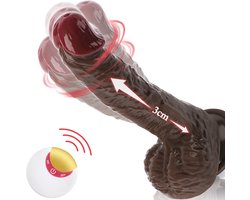 IntiMate® Alexander - Stotende en Roterende Dildo - Sexmachine met Afstandsbediening - XXL Vibrerende Monsterdildo - Handsfree Neukmachine Dildo met Zuignap - Levensecht Materiaal - 23cm Lange Realistische Structuur - Voor Anaal En Vaginaal Gebruik