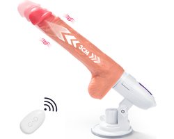 IntiMate® - LoveGod Stotende Dildo Vibrator - Vibrerende Seksmachine met Krachtige Zuignap - Anale of Vaginale Sextoy met Verstelbare Hoek - Waterdicht en Eenvoudig te Reinigen - Seks Toy voor Mannen - Seksspeeltje voor Vrouwen