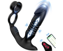 IntiMate® PleasurePulse Prostaat Massager Mannen met Dubbele Cockring - 7 Vibratie- en Stootstanden - Vibrerende Buttplug Met Afstandsbediening en App - Prostaat Stimulator - Luxe Anale Dildo met Penisringen - Alles-in-1 Sex Toys voor Mannen