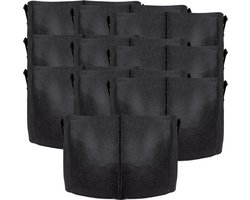 Intirilife 10x fleece plantzak in 38 liter - 10 gallon - 40 x 30 cm - Plantenbak van fleece met draaggrepen voor tuin, kas en nog veel meer. - Plantenbak plantzak