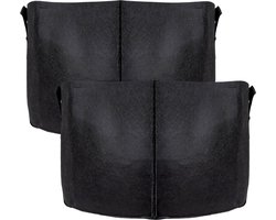 Intirilife 2x fleece plantzak in 113 liter - 30 gallon - 60 x 40 cm - Plantenbak van fleece met draaggrepen voor tuin, kas en nog veel meer. - Plantenbak plantzak