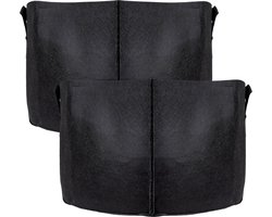 Intirilife 2x fleece plantzak in 75 liter - 20 gallon - 55 x 30 cm - Plantenbak van fleece met draaggrepen voor tuin, kas en nog veel meer. - Plantenbak plantzak