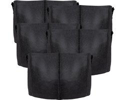 Intirilife 5x fleece plantzak in 75 liter - 20 gallon - 55 x 30 cm - Plantenbak van fleece met draaggrepen voor tuin, kas en nog veel meer. - Plantenbak plantzak