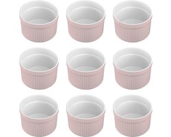 Intirilife 6-delige set Soufflévormen Bakvorm van porselein in Lichtroze met afmetingen van 7.8 x 4.6 cm - Om dessert, fruit of fruit porties, muffins, cupcakes, taart te bereiden