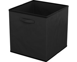 Intirilife 6x opvouwbare stoffen opbergbox in zwart - 26,7 x 26,7 x 28 cm - Multifunctionele opbergbox om te combineren met kasten of planken