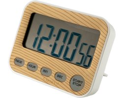 Intirilife Digitale Timer in BRUIN - Keukenwekker korte timer eierwekker in houtlook met LCD-display - stopwatch keukenwekker wekker kookwekker