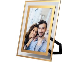 Intirilife glazen fotolijst goud - 15x10 cm foto's en afbeeldingen - Voor babyfoto's, familiefoto's, trouwfoto's - Geschikt cadeau voor speciale gelegenheden