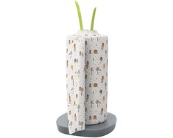 Intirilife houder voor keukenrollen in bladlook - keukenrolhouder, vrijstaand, antislip, 32,5 cm hoog in groen