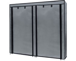 Intirilife inklapbare garderobekast 120x30x110 cm in ASH GREY - Met ritssluiting Linnenkast Schoenrek Dressoir met 12 vakken - Campinggarderobe Textielgarderobe