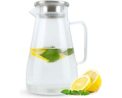 Intirilife karaf in CLEAR - 1,8 liter kan met handvat en hittebestendig deksel geschikt voor warme en koude dranken, thee, koffie, water en nog veel meer.