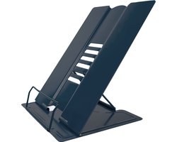 Intirilife Leesstandaard van metalen in Zwart - 21 x 16.5 x 20.3 cm - In hoogte verstelbare boekenstandaard voor school, kantoor, bureau, leeshulp