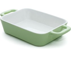 Intirilife Multifunctionele porseleinen ovenschaal in Groen met afmetingen 26 x 17 x 5 cm - Voor dagelijks gebruik in de keuken, thuis in een restaurant hotel of voor een feestje