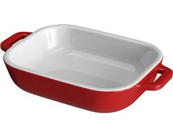Intirilife Multifunctionele porseleinen ovenschaal in Rood met afmetingen 26 x 17 x 5 cm - Voor dagelijks gebruik in de keuken, thuis in een restaurant hotel of voor een feestje