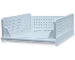 Intirilife Opbergdoos, Organizer voor Kast in Wit Plastic - 43 x 33.3 x 14 cm - Opvouwbare Opbergmand voor Laden, Schappen, Stapelbaar, Opbergbox, Krat, Organisatiesysteem