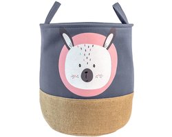 Intirilife Opbergmand voor kinderen van linnen - Opbergmand voor kinderkamer Kleding - Opvouwbare wasmand Wasmand Kinderspeelgoedmand, organizer, kamerdecoratie, dier konijn grijs