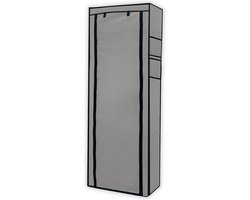 Intirilife opvouwbare kledingkast 170x58x28 cm in ASH GREY - Vouwkast met ritssluiting Linnen kledingkast Schoenenrek met 9 vakken - camping kledingkast textiel kledingkast
