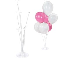 Intirilife Transparante ballonstandaard voor 7 ballonnen - 70 cm - Houder, standaard voor luchtballonnen, decoratie voor feest, bruiloft, verjaardag, babyborrel
