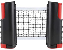Intrekbaar tafeltennisnet - 190 (max.) x 19 cm - draagbaar - voor tafeltennistafel - bureau - keuken - eettafel - rood zwart