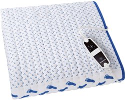 Inventum HN1312V elektrische onderdeken 150x80 cm - Eenpersoons - Aparte voetzone - 4 warmtestanden - Warmtedeken - Uitwasbaar - Automatische uitschakeling - Oververhittingsbeveiliging - Fleece/Katoen - Wit/Blauw