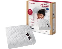 Inventum HN139G elektrische onderdeken 150x80 cm - 1 persoons - Warmtedeken - 4 warmtestanden - Snel opgewarmd - Antislip onderkant - Antibacterieel - Fleece - Wit