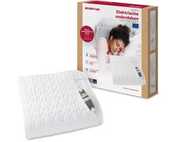 Inventum HN197V elektrische onderdeken 160x80 cm - 1 persoons - Warmtedeken - 9 warmtestanden - Aparte voetzone - Anti-allergie - Antibacterieel - Turbostand - Fleece - Wit