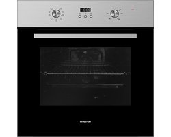 Inventum IOH6070RK Inbouwoven - 65L - Hetelucht & Grill - 60cm - 50-250°C - 8 standen - Zwart/RVS