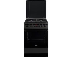 Inventum VFG6034WGZWA - Vrijstaand gasfornuis - Elektrische oven - 4 kookzones - 60 cm - 65 liter - Zwart