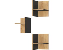 Inzetstuk voor open archiefkast Robert (3 stuks) - antraciet/eik