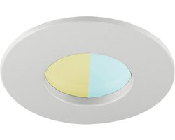 IP44 Inbouwspot Hilma met Philips HUE White Ambiance - inbouw spot - Wit - rond - voor badkamer / overkapping / buiten - IP44 - GU10 - Buitendiameter: 85MM - boorgat: 70-76MM - min. Inbouwdiepte: 90MM
