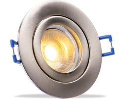 IP44 LED Inbouwspot Amelia - badkamer of buiten - Ronde spot - Nikkel mat - Extra Warm Wit - 2700K - 3Watt - Philips