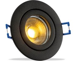 IP44 LED Inbouwspot Cora - badkamer of buiten - Ronde spot - Zwart - Warm Wit - 3000K - 3Watt - Philips