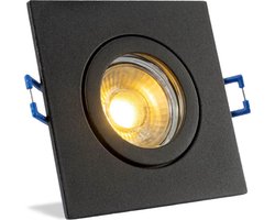 IP44 Platte LED inbouwspot Sutton - badkamer of buiten - Vierkante spot - Zwart - Extra Warm Wit - 2700K - 3.8 Watt - Integral