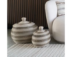 Ipoh Basket - Basket, seagrass, natural/white/black, set of 2