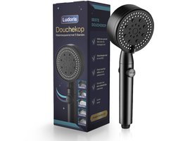 Iridescent Luxe Douchekop - Douchekop - Doucheset - Douchekop Hoge druk - Verstelbaar - Regendouchekop - Waterbesparende Douchekop - Regendouche - Handdouche - 5 Standen - Met Stop Knop - Mat Zwart