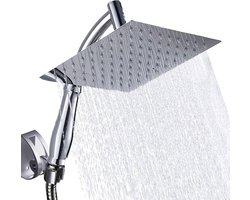Iridescent luxe Regendouchekop XL - Ø28 cm - Douchekop - Waterbesparende Douchekop Met Slang En Houder - Regendouche - Krachtige Straal - Hoge Druk - Roestvrij Staal - Wellness - Spa