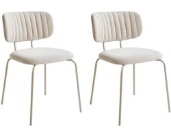 IRINS - Eetkamerstoel set van 2 - Beige - Chenille