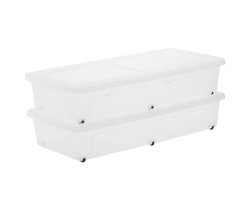 IRIS Clearbox Opbergbox - onder-het-bed - 35L - Kunststof - Met Wielen - Set van 2