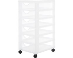 IRIS Easygrip Chest ladekast - 6 lades x 7,5L - Kunststof - Wit/Transparant - Met wieltjes