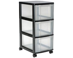 IRIS Ladesysteem met 3 Transparante Lades en Wielen - 3 x 15 Liter – Zwart Frame