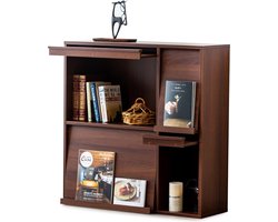 Iris Ohyama FR-4 Storage Unit with 4 Double Doors, Wooden Cabinet, Flap Shelf, Storage Cabinet, Modular Design, Office, Living Room, Library, 34 x 89 x 90, Brown