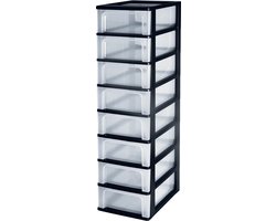 IRIS Organizer Chest ladesysteem A4 - 8 x 7L - Zwart/Transparant
