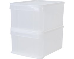 IRIS Stacking Drawer - Opberglade - 20 l - Kunstof - Wit/Transparant - Set van 2