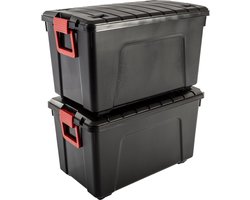 IRIS Store-It-All Opbergbox - 110L - Kunststof - Zwart - Set van 2